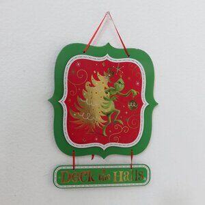 (#122) The GRINCH Christmas Wall Decoration Hanging Sign ( Deck the Halls)